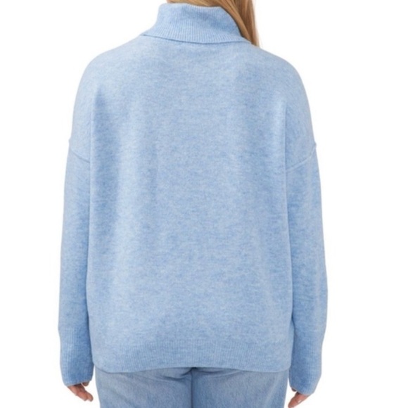 NWT Vince Camuto Women's Long Sleeve Tight Knit Turtleneck Sweater  Blue Heather - Picture 2 of 6